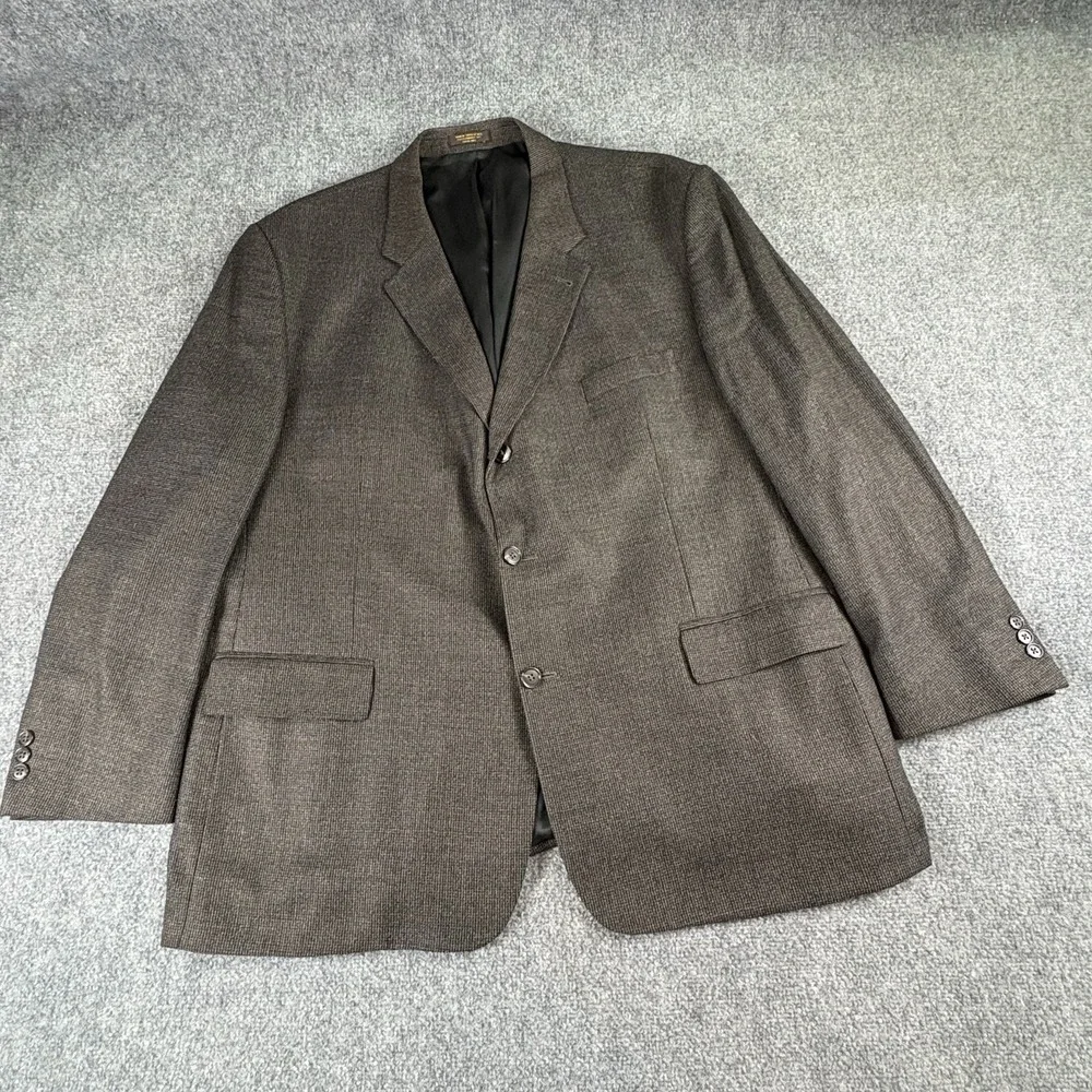 Vintage 90s Roberto Villini Collezione Blazer Men's 50R Brown Lambswool Tweed